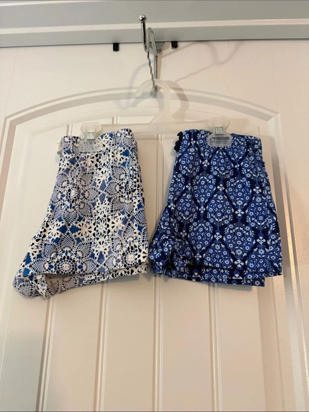 Gently worn Blue and White Lace-Print Shorts (2)